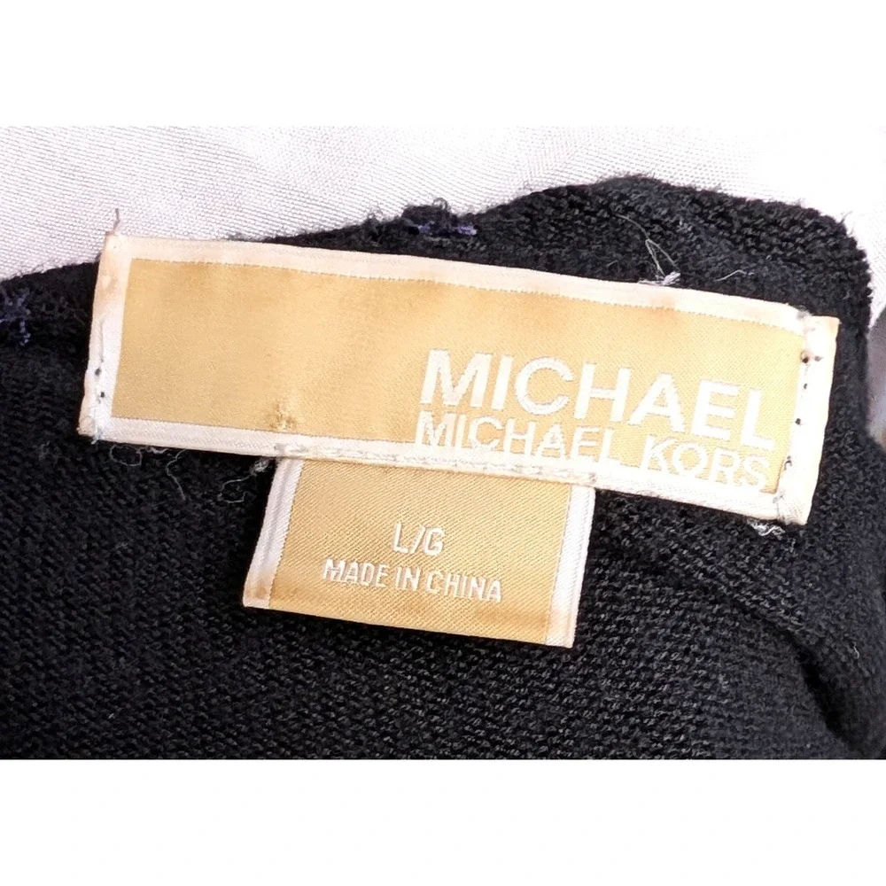 Michael Kors Open Long Cardigan Hooded Sweater Whimsy Goth Black Gray Sheer